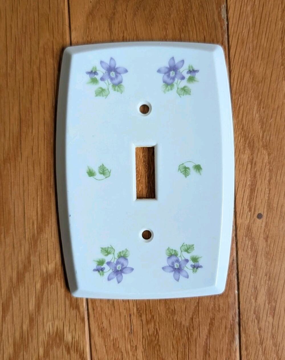 Vintage Floral Purple Violets Melamine Lightswitch Cover Cottage Core Holton